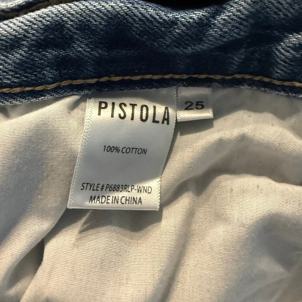 Pistola jeans, light wash, straight, mom jeans, distress, cotton, button fly, 25 - Picture 6 of 7